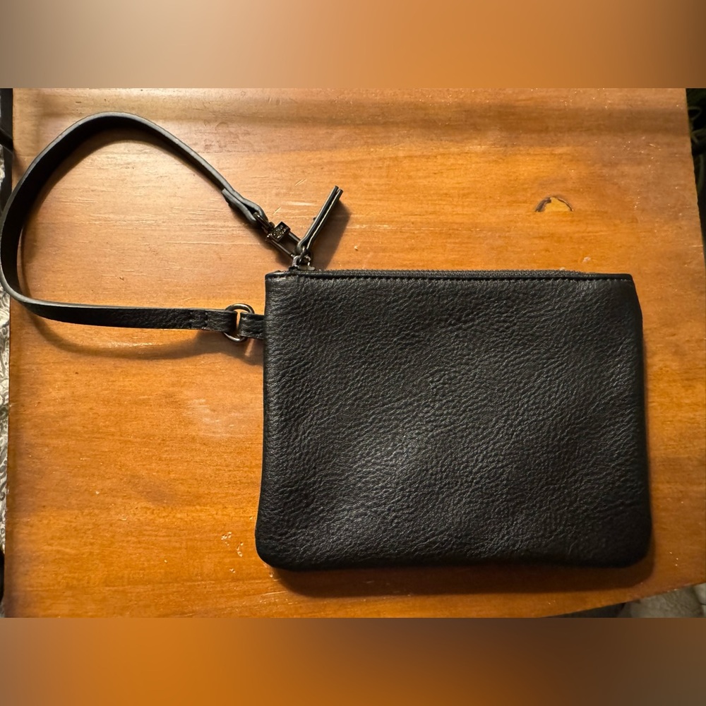 Steve Madden Black Faux leather Wristlet Clutch